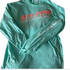 Turquoise Los Angeles Graphic Long-Sleeve Crop Top